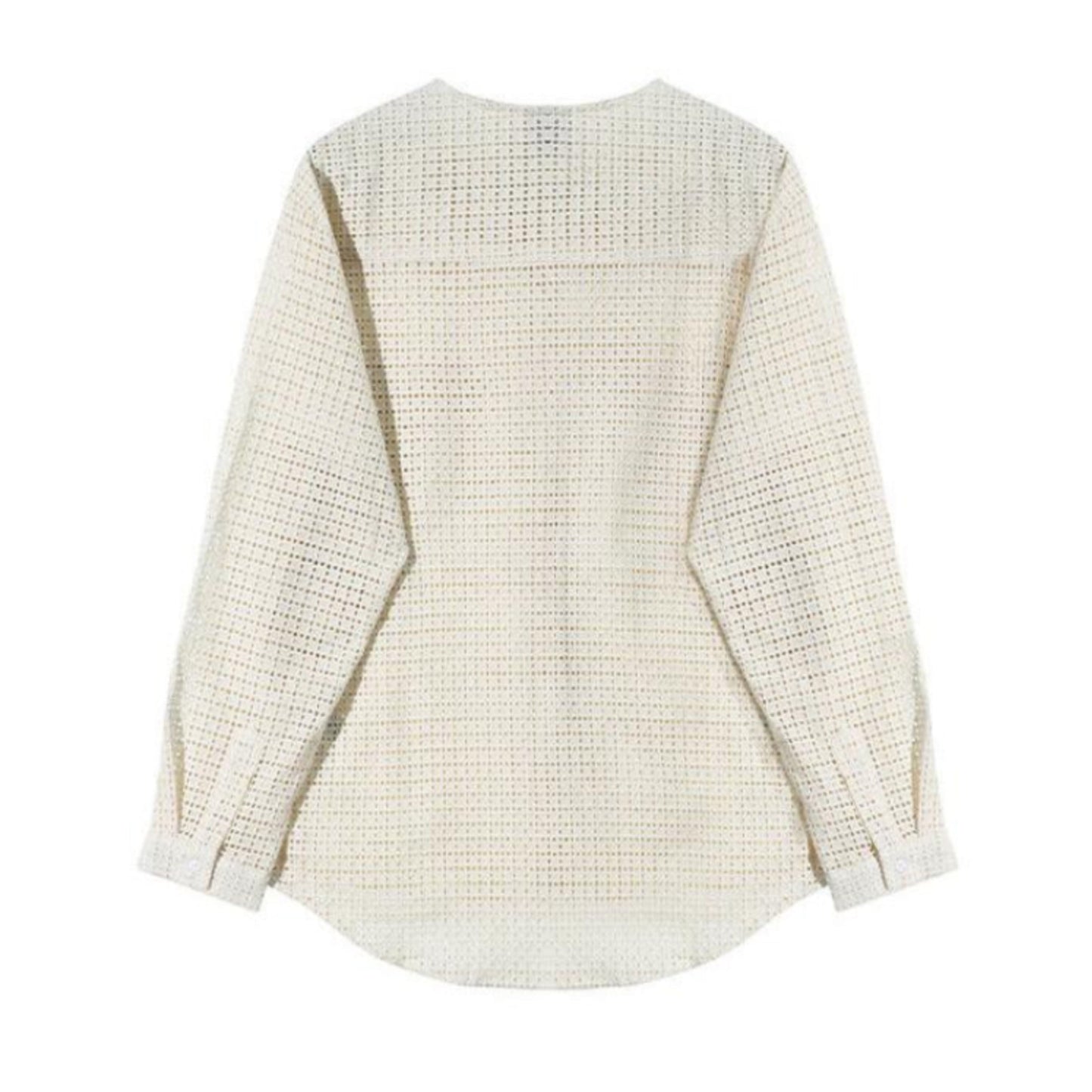 collarless cotton weave shirt