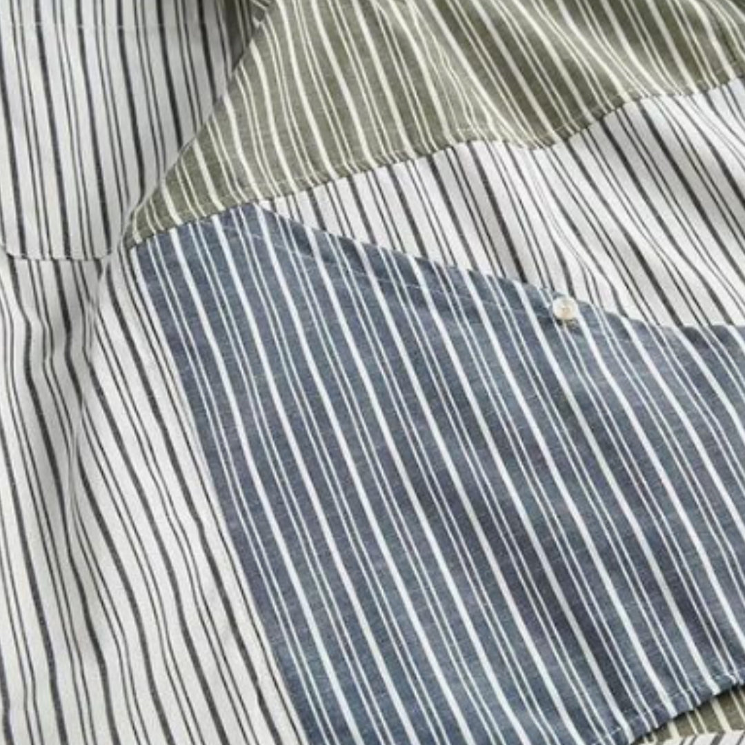 olive colorblock striped shirt