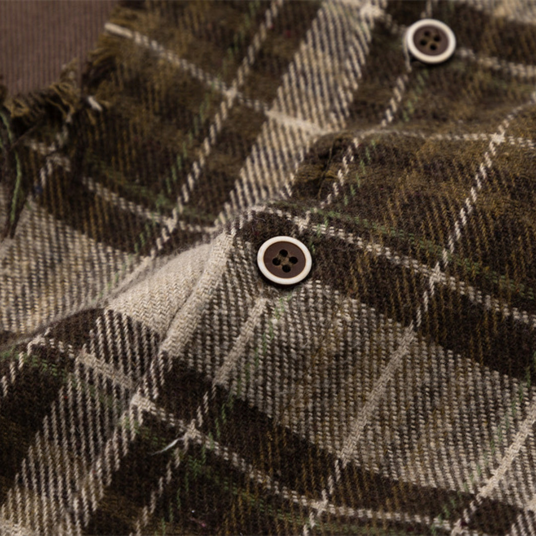 patched up plaid shirt