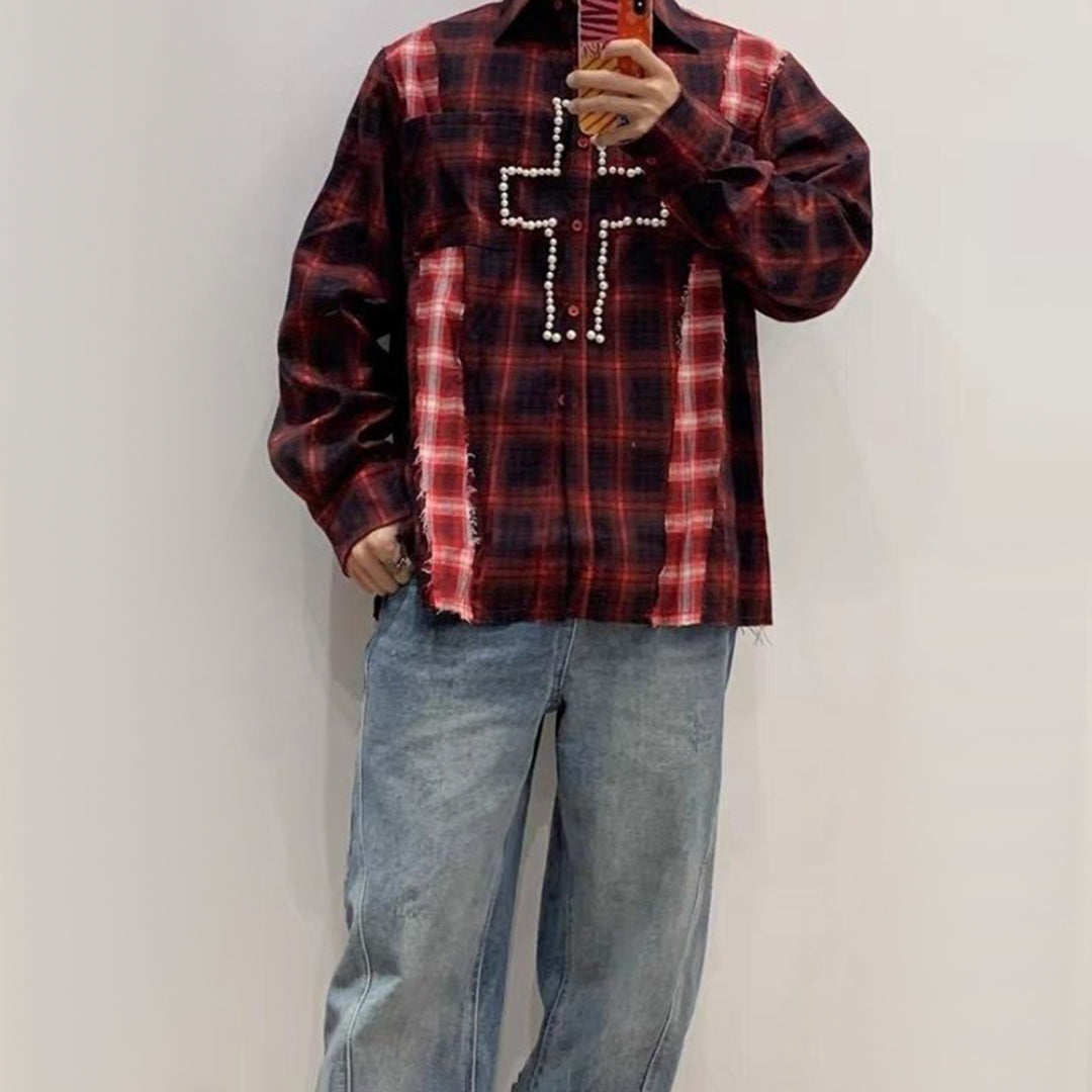 pearl cross plaid shirt