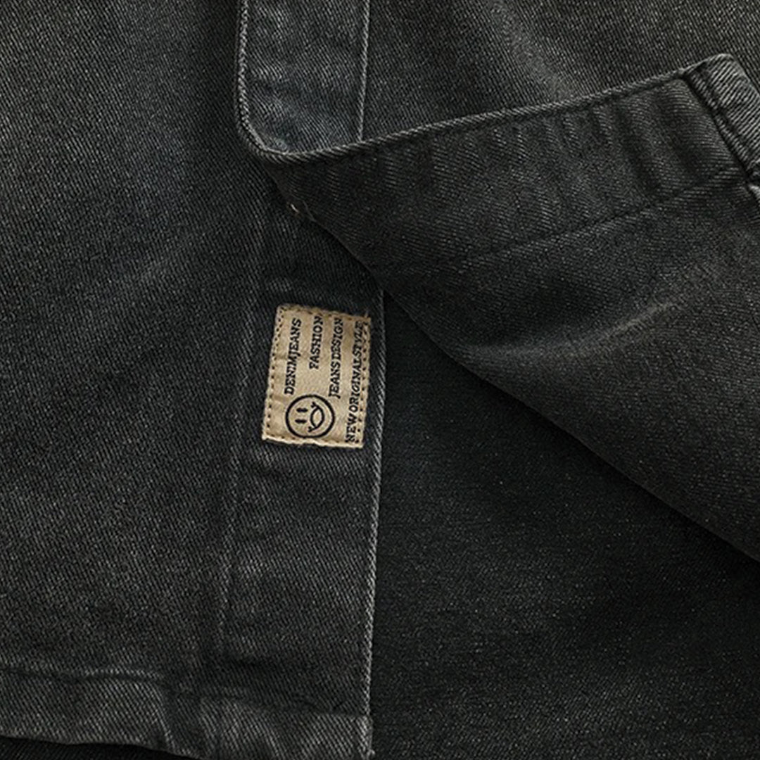 washed black denim shirt