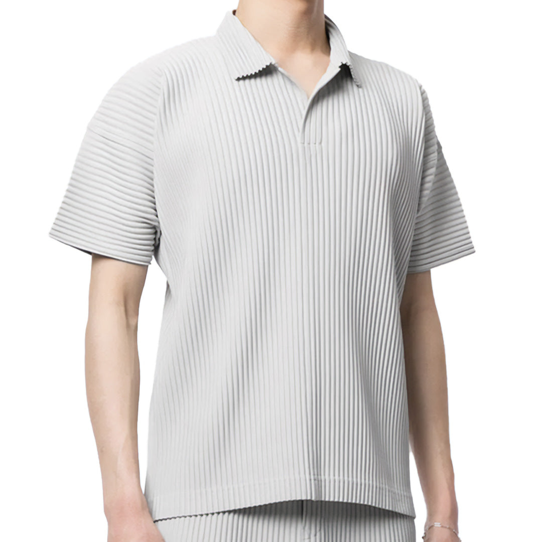 pleated polo shirt