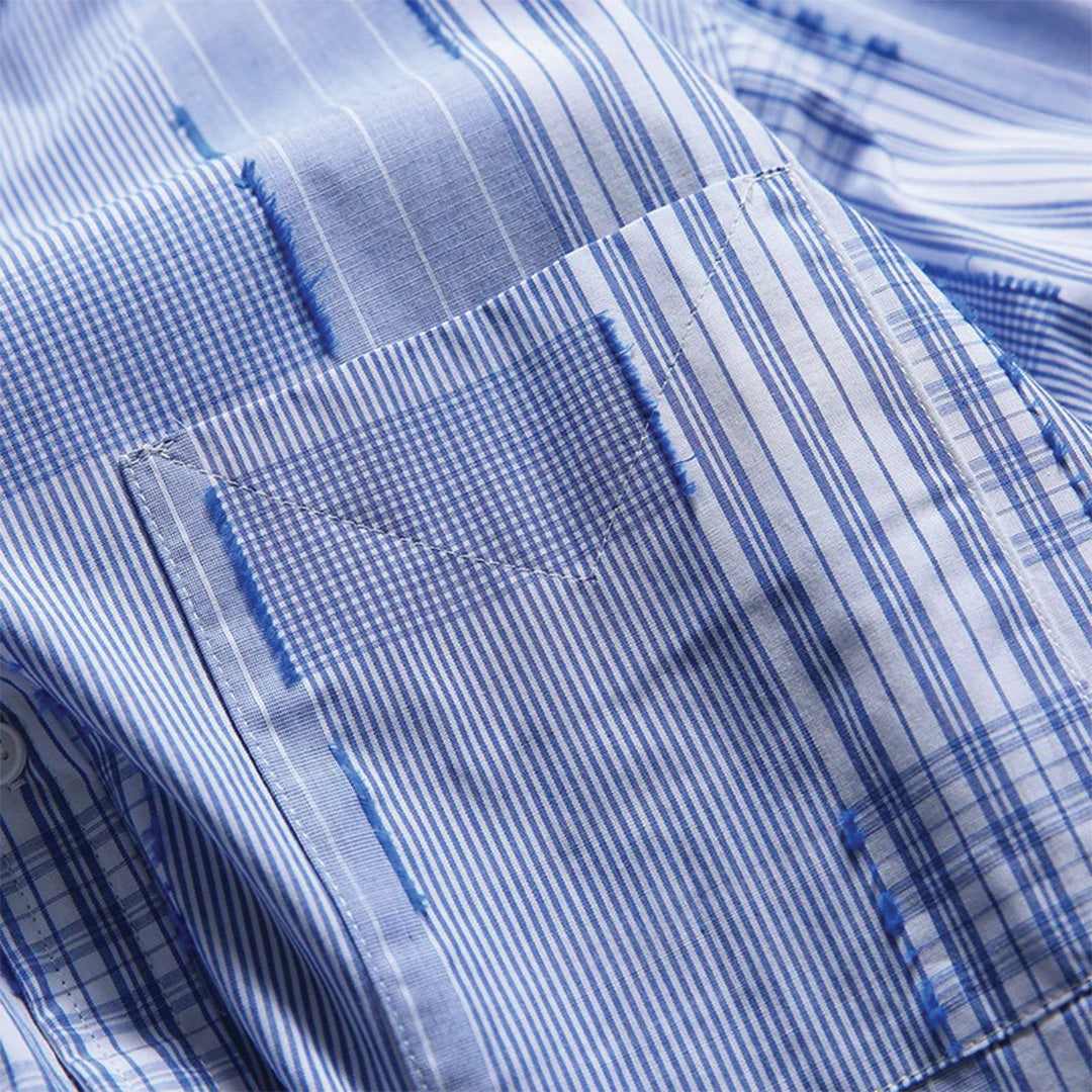 splice blue plaid shirt