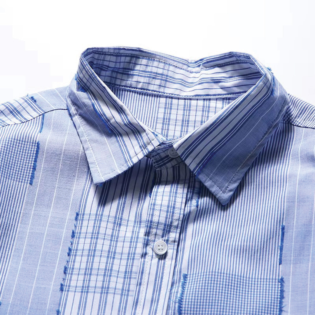 splice blue plaid shirt