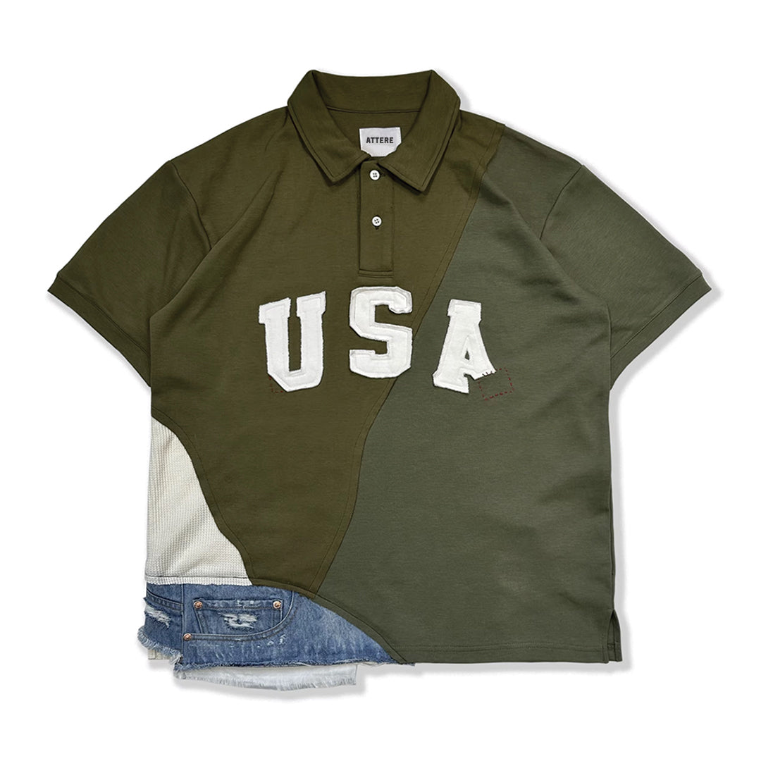 usa patchwork polo shirt