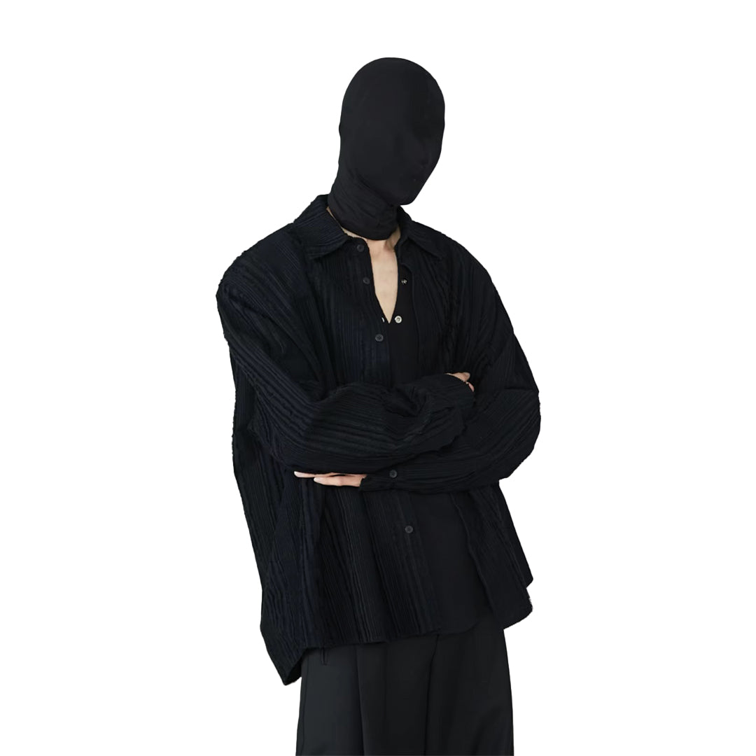 black fray stitch shirt