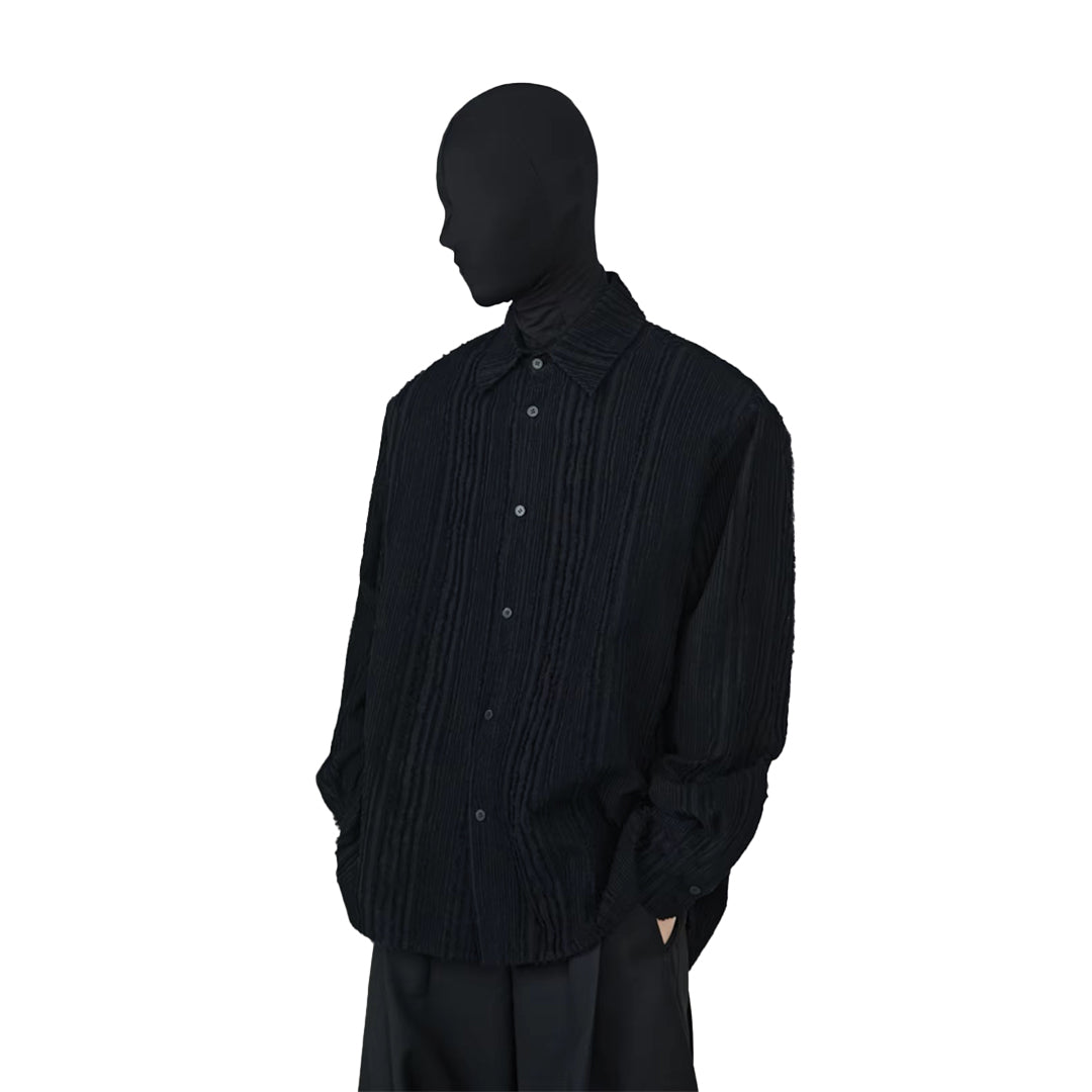 black fray stitch shirt