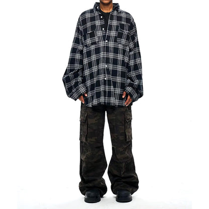 Oversized Two Piece Plaid Shirt