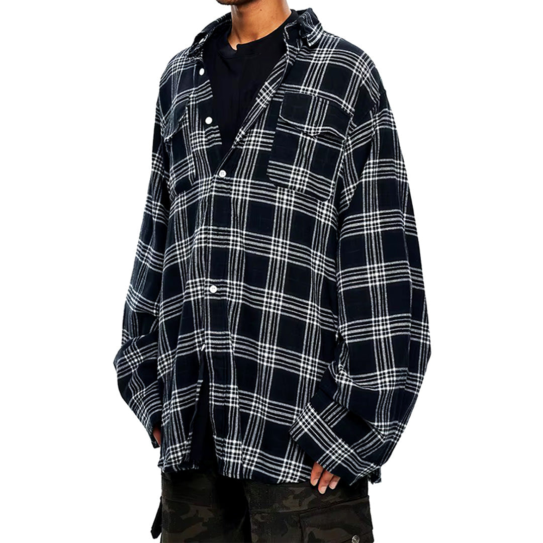 oversized two piece plaid shirt