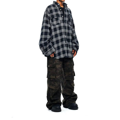 Oversized Two Piece Plaid Shirt