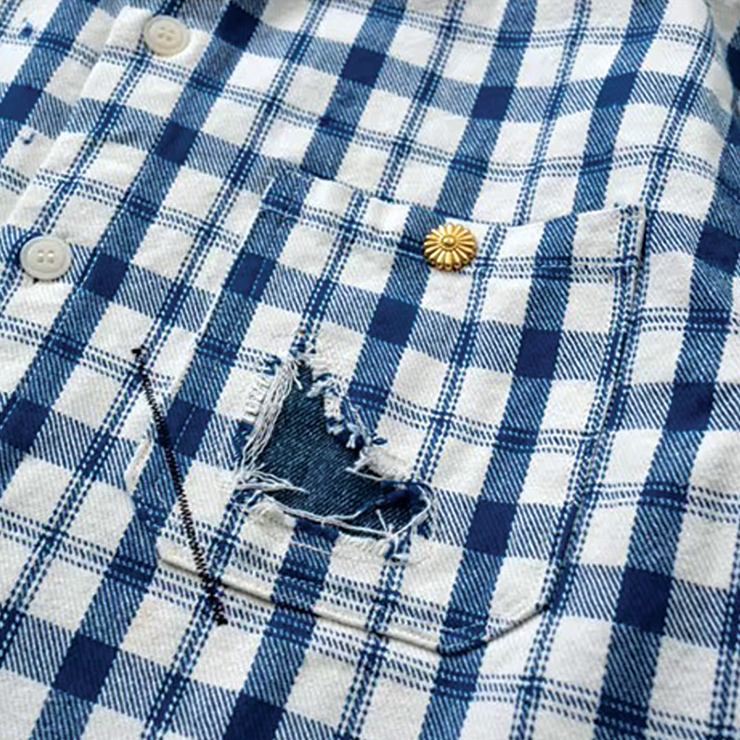 plaid denim clash shirt