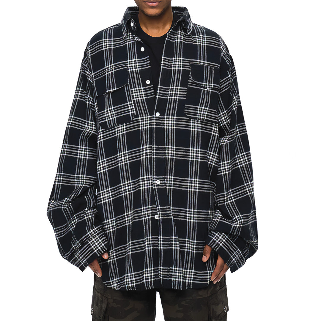 oversized two piece plaid shirt