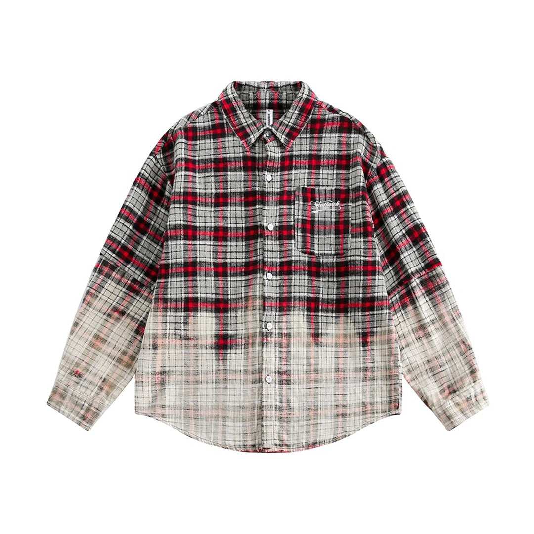twisted gradient plaid shirt