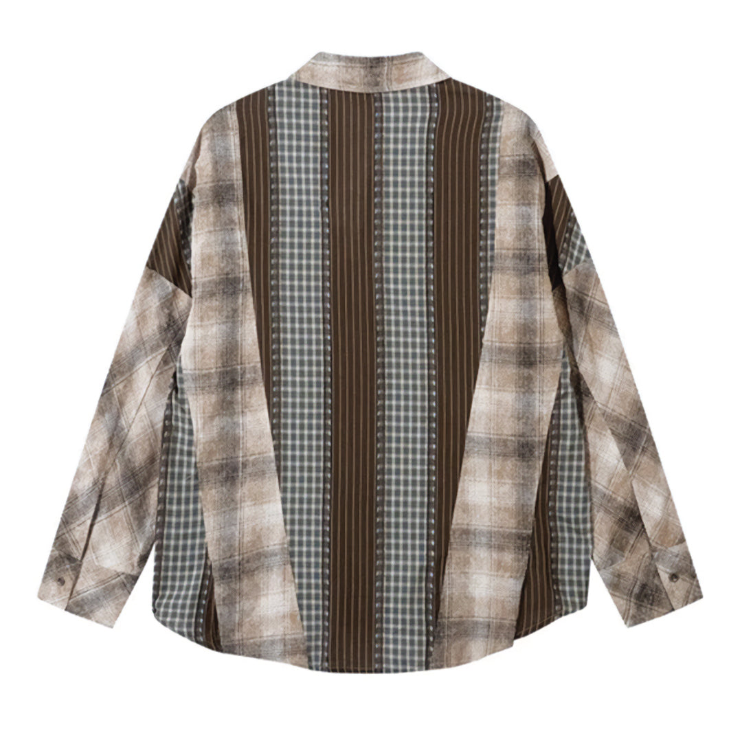 pine plaid colorblock shirt