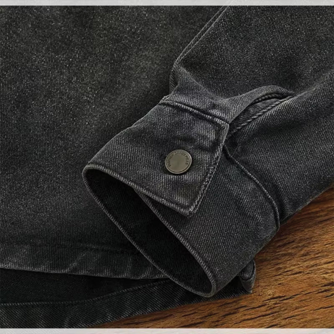 washed black denim shirt