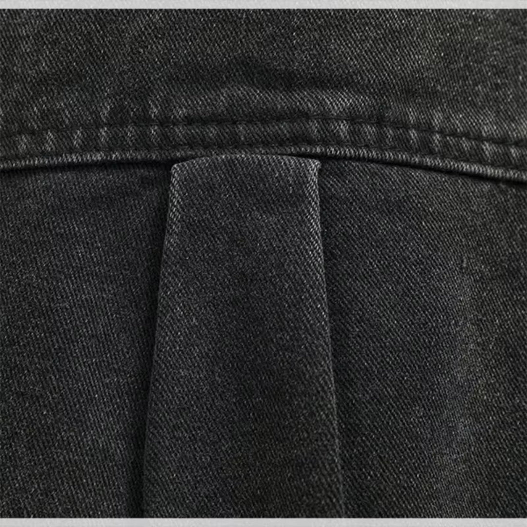 washed black denim shirt