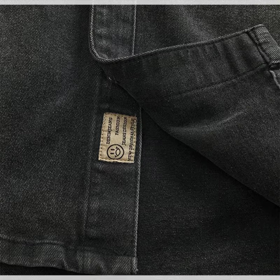 washed black denim shirt