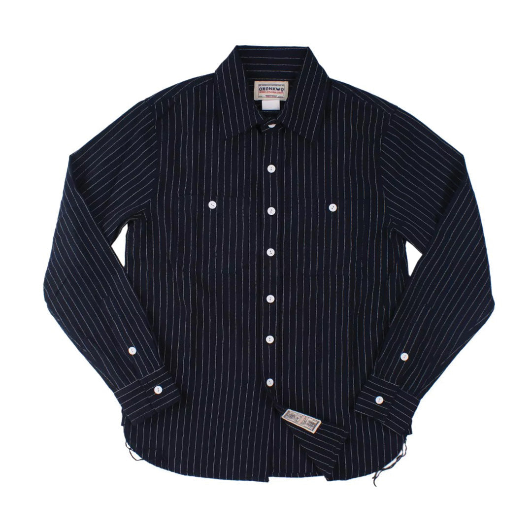 retro striped work shirt