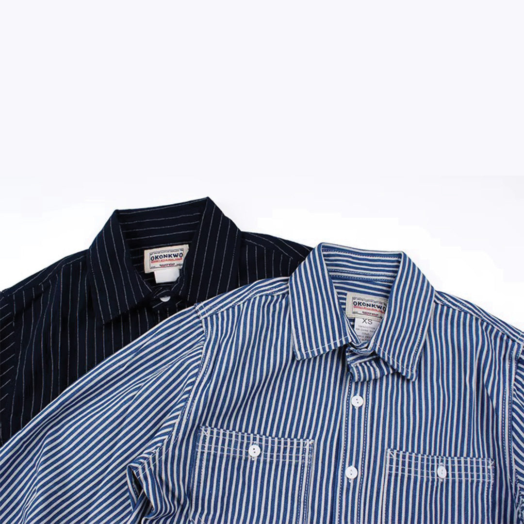 retro striped work shirt