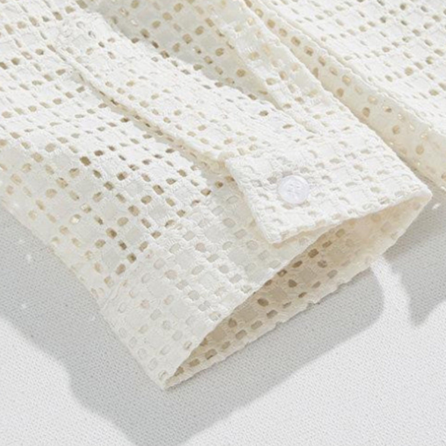 collarless cotton weave shirt