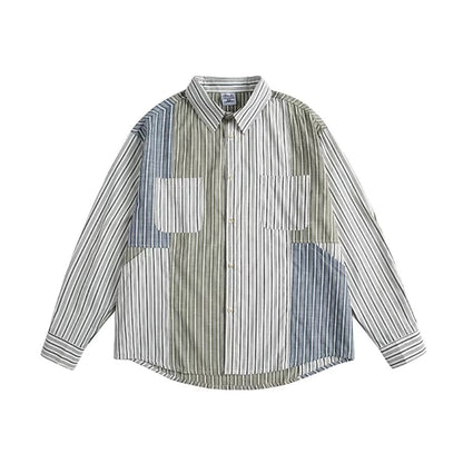 Olive Colorblock Striped Shirt