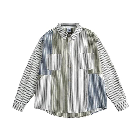Olive Colorblock Striped Shirt