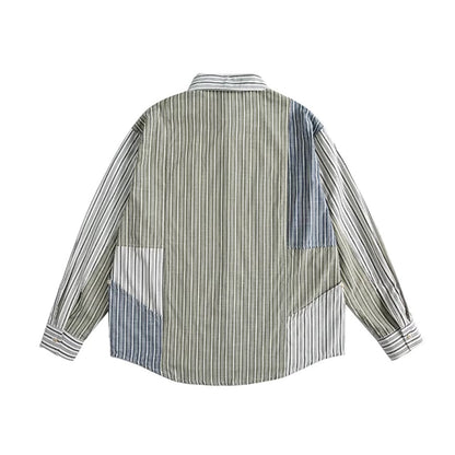 Olive Colorblock Striped Shirt