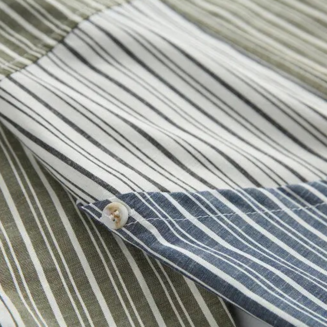 olive colorblock striped shirt