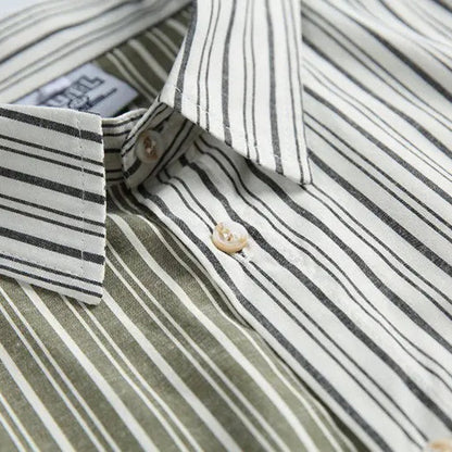 Olive Colorblock Striped Shirt