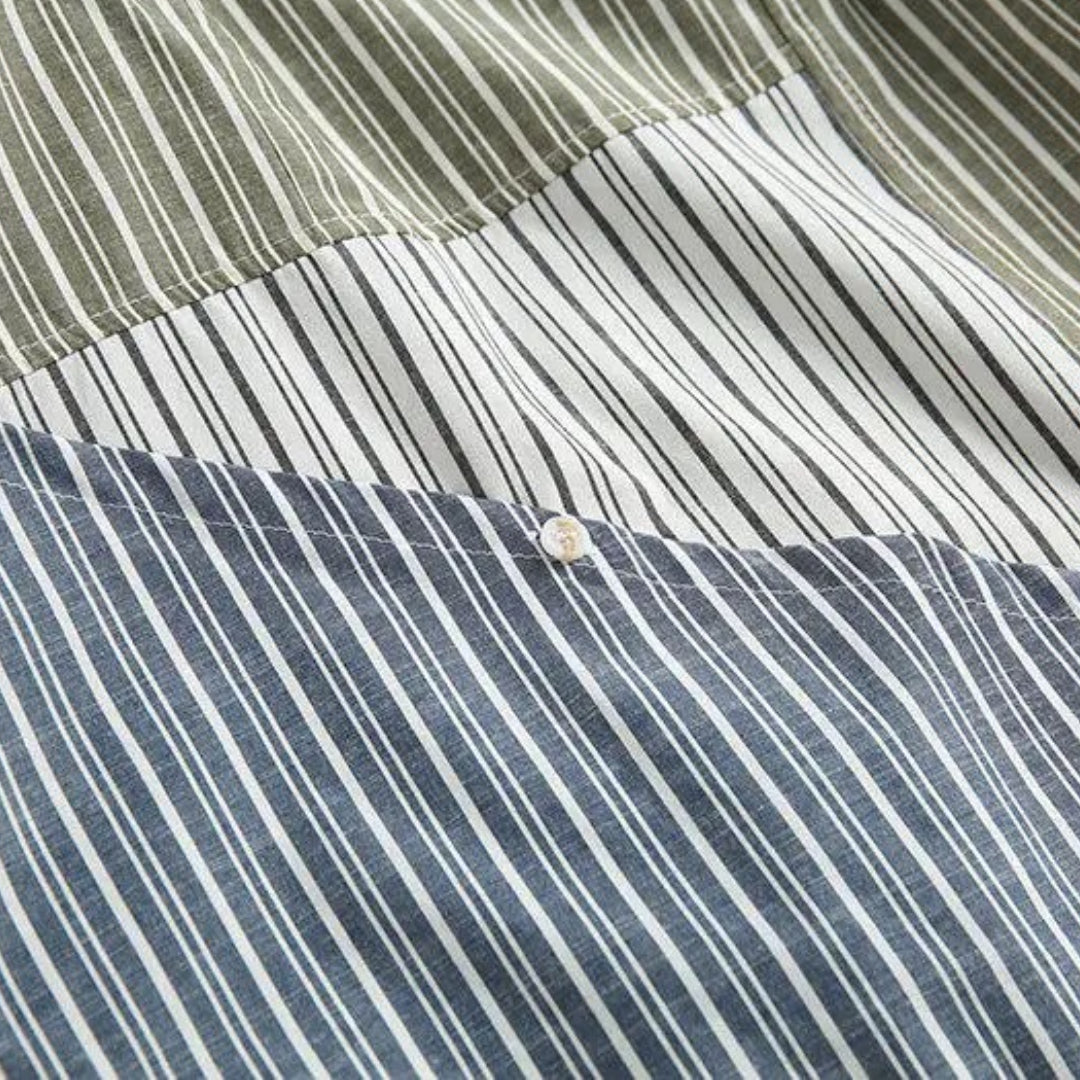 olive colorblock striped shirt