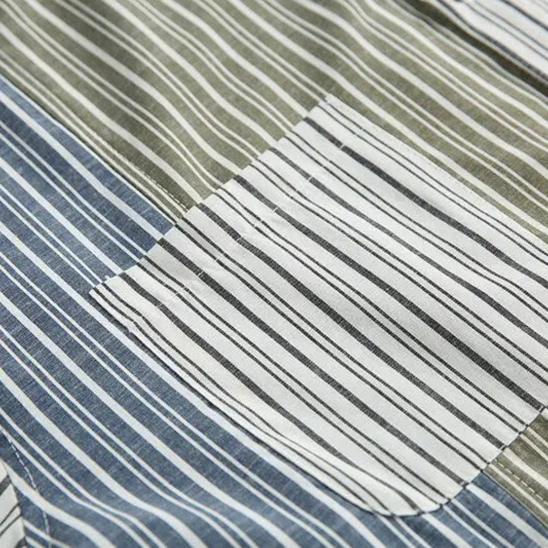 olive colorblock striped shirt