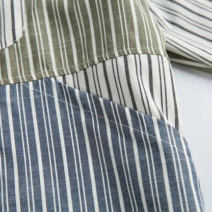 Olive Colorblock Striped Shirt