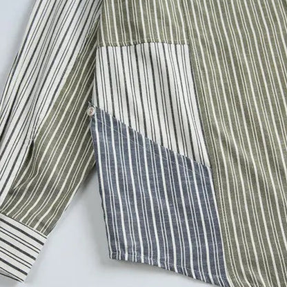 Olive Colorblock Striped Shirt