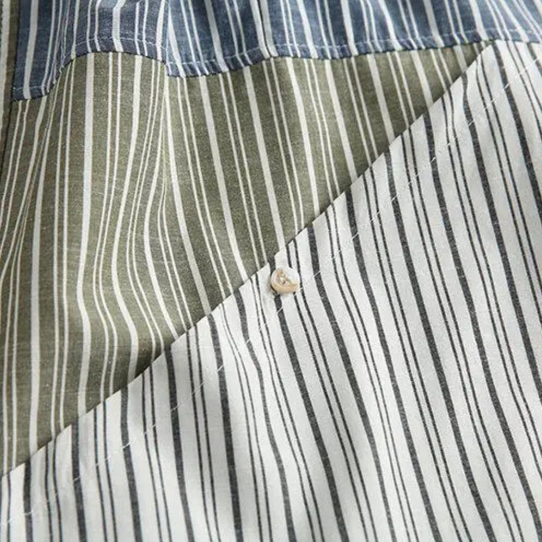 olive colorblock striped shirt