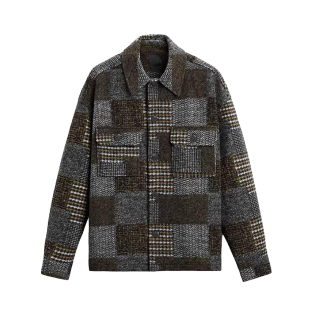 patchwork plaid shirt jacket