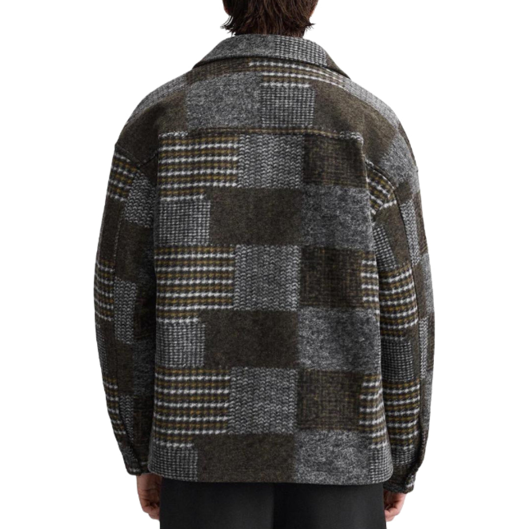 patchwork plaid shirt jacket