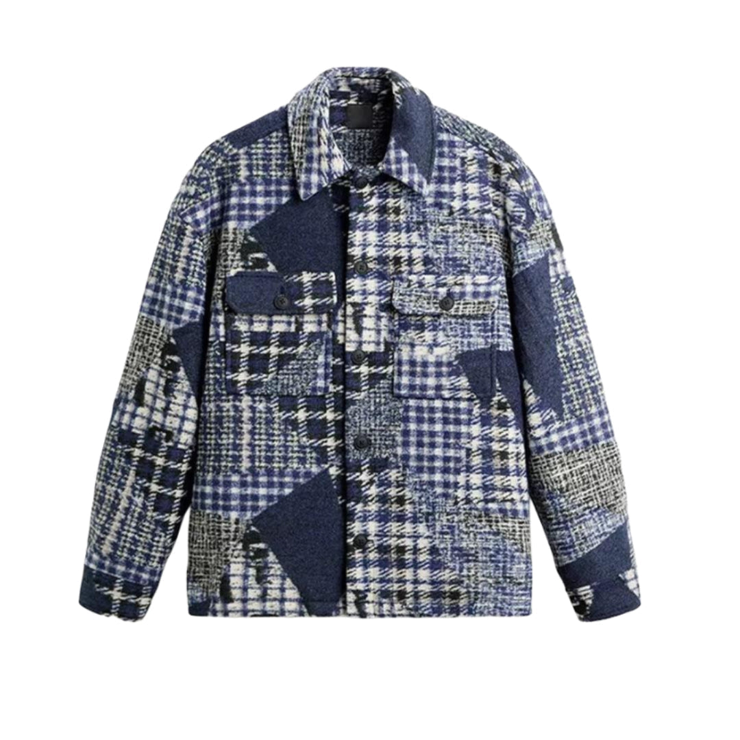 patchwork plaid shirt jacket