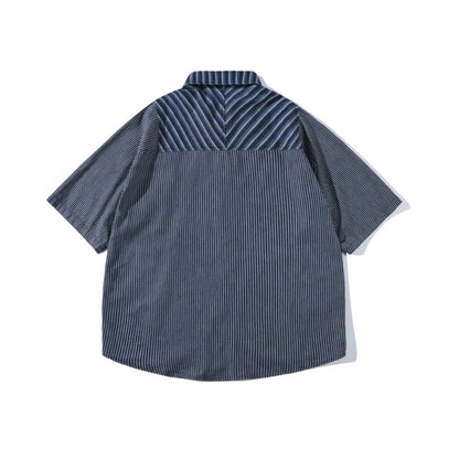 Striped Cargo Denim Shirt