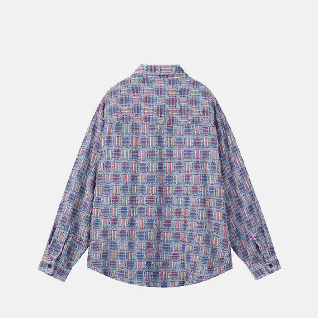 knot knit plaid overshirt