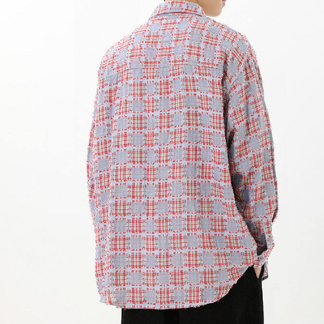 knot knit plaid overshirt