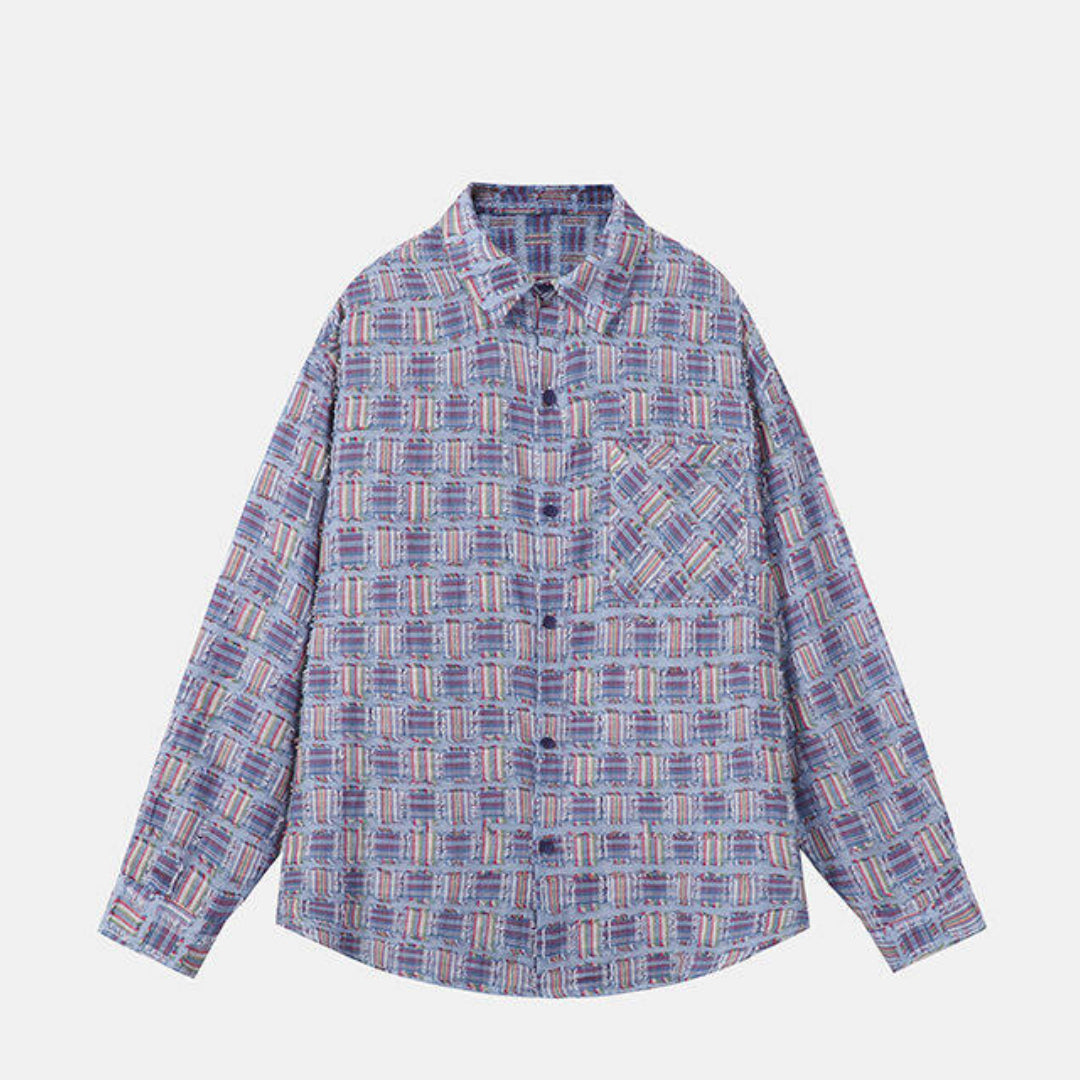 knot knit plaid overshirt