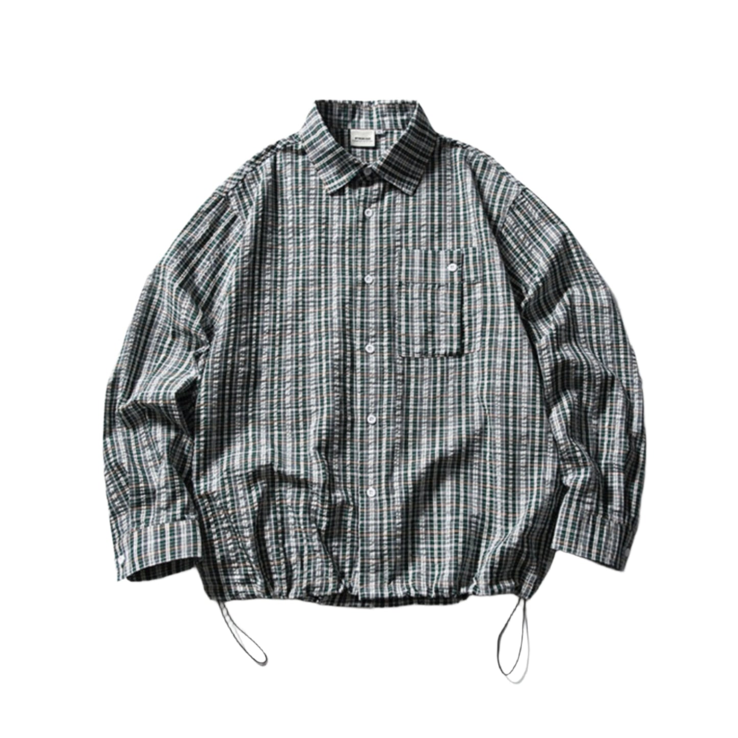 plaid drawstring shirt
