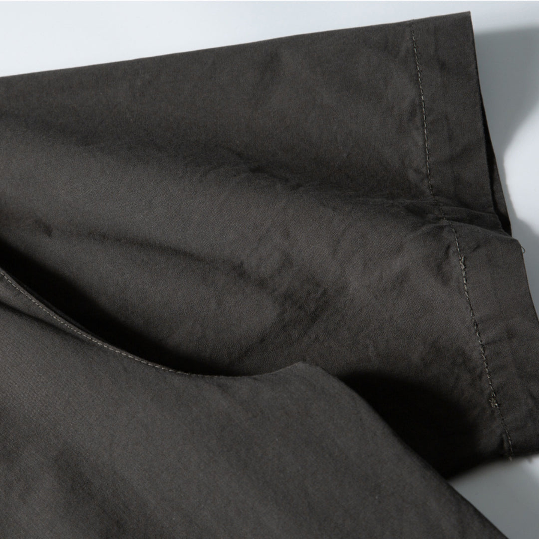 crew plaid collarless shirt