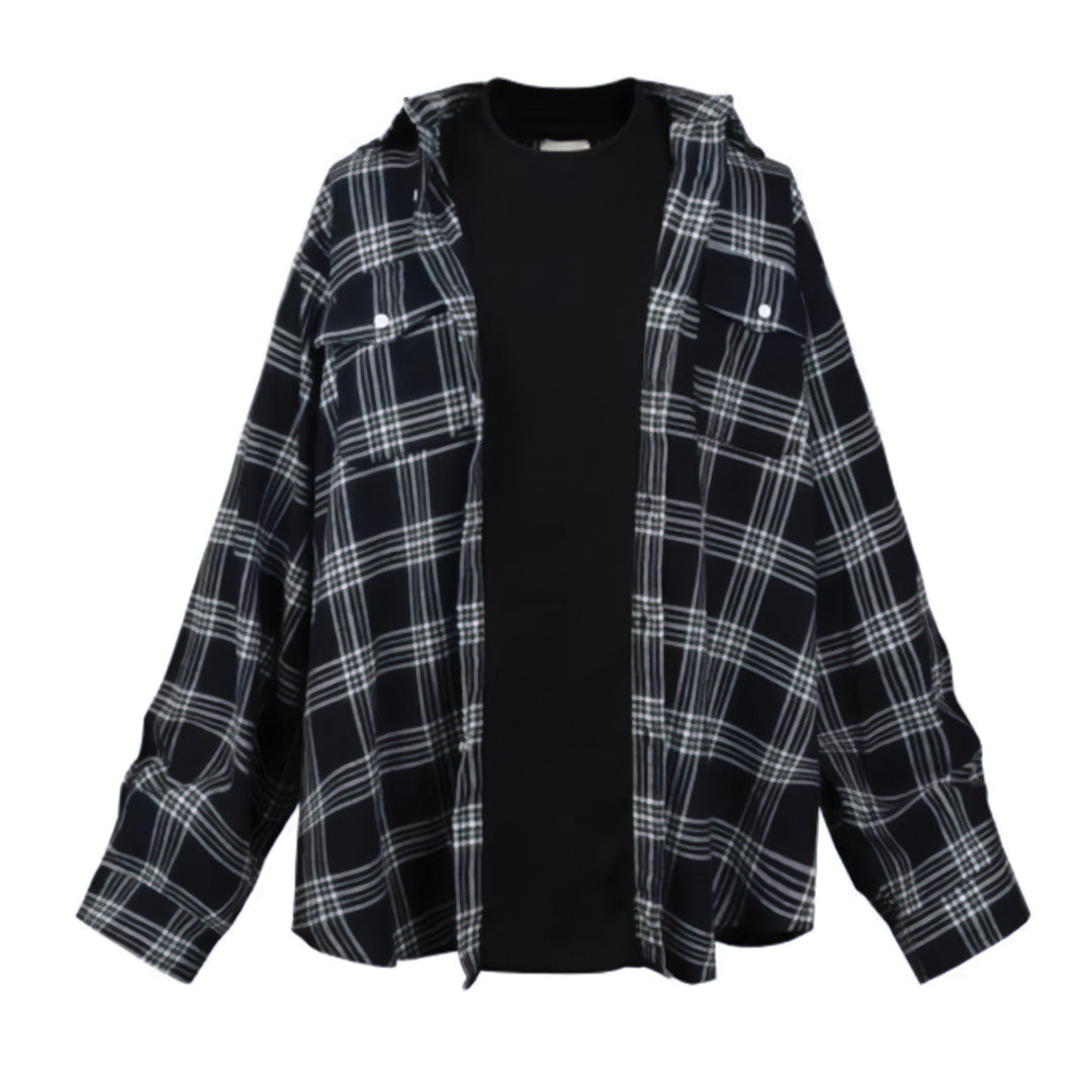 oversized two piece plaid shirt