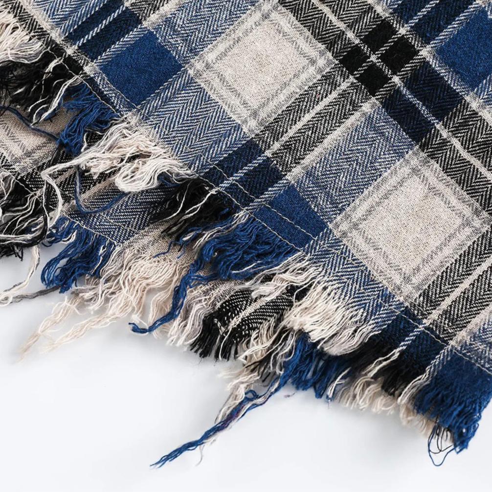 raw plaid check-pattern shirt