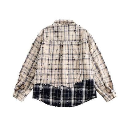 Raw Distressed Plaid Shirt