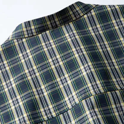 Plaid Band Collar Shirt