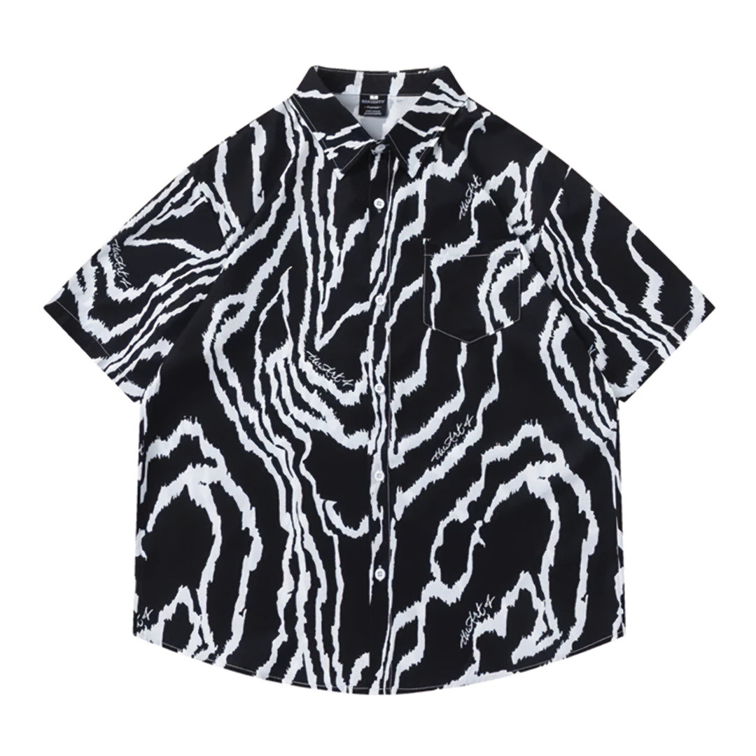 stripe wave short sleeve shirt