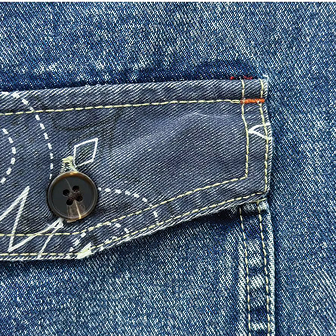 paisley washed denim shirt