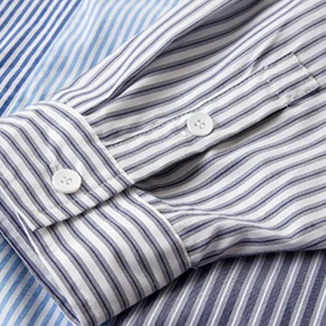 indigo striped collared shirt